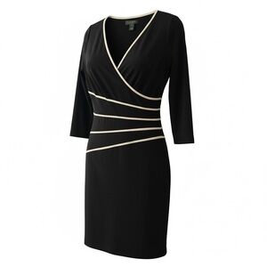 ✨Lauren Ralph Lauren Elegant Black and Cream Wrap Dress